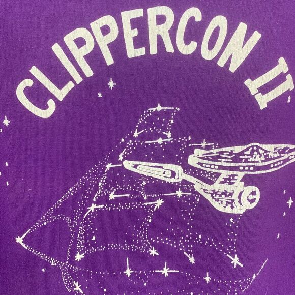 Vtg 1985 Clippercon II Star Trek Sci Fi Convention Sz XL Single Stitch T Shirt - Picture 3 of 10